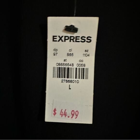 Express Black Surplice Bodysuit Blouse Shirt Size Large Voluminous Oversized - Picture 5 of 10